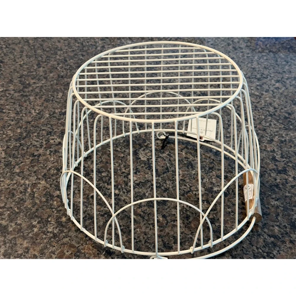 Hearth‎ & Hand Magnolia Cream Wire Basket Wood Handle Scalloped 324018867 NEW